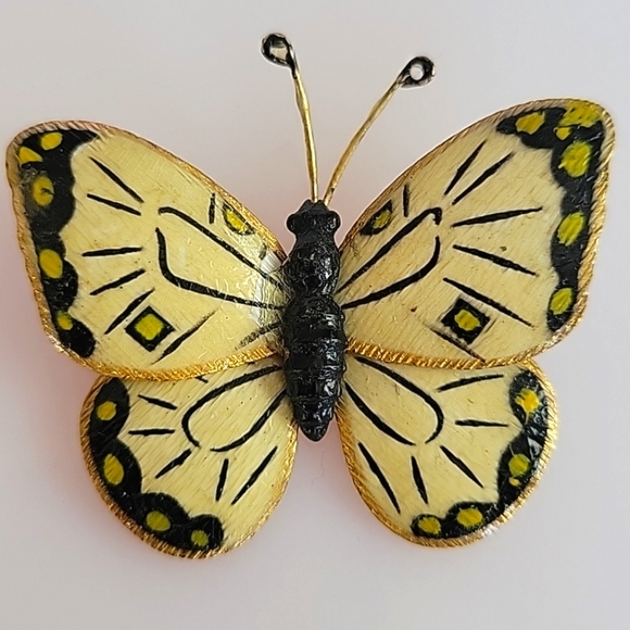 Albert Weiss Jewelry - ***Sold*** Vintage Butterfly Brooch Pin Black and Gold Tone Vintage Signed Weiss